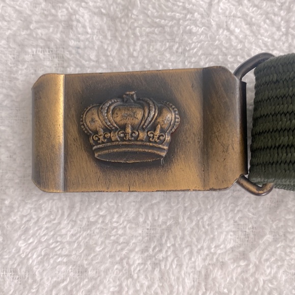 Vintage Crown brass belt buckle with elastic belt - Picture 3 of 3